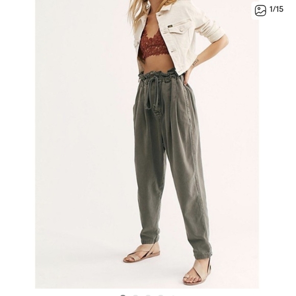 Free People Pants - Free People "Sugar Kelp Green" Textured Pants